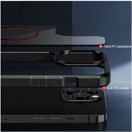 Mag Rim Case Apple iPhone 16 (6.1) átlátszó TPU/PC MagSafe tok lila kerettel