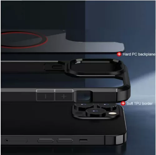 Mag Rim Case Apple iPhone 16 Pro (6.3) átlátszó TPU/PC MagSafe tok fekete kerettel
