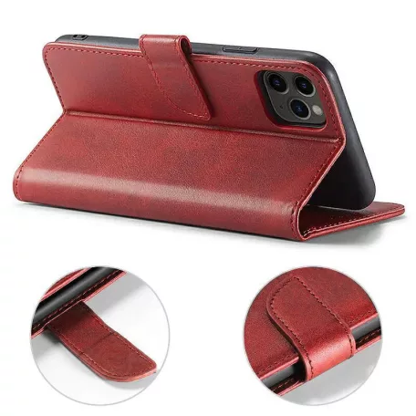 Marva Wallet Xiaomi Redmi Note 15 5G oldalra nyíló ökobőr könyvtok szilikon belsővel piros