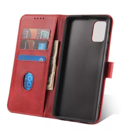Marva Wallet Xiaomi Redmi Note 15 5G oldalra nyíló ökobőr könyvtok szilikon belsővel piros