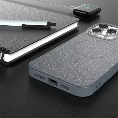 Glitter Thin Mag Apple iPhone 15 Pro (6.1) Magsafe TPU tok fekete