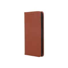   Genuine Leather Samsung A135F Galaxy A13 4G oldalra nyíló mágneses  bőrhatású könyv tok szilikon belsővel barna