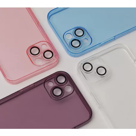 Slim Color Apple iPhone 15 Plus (6.7) áttetsző kék hátlapvédő TPU tok kamera lencsevédővel