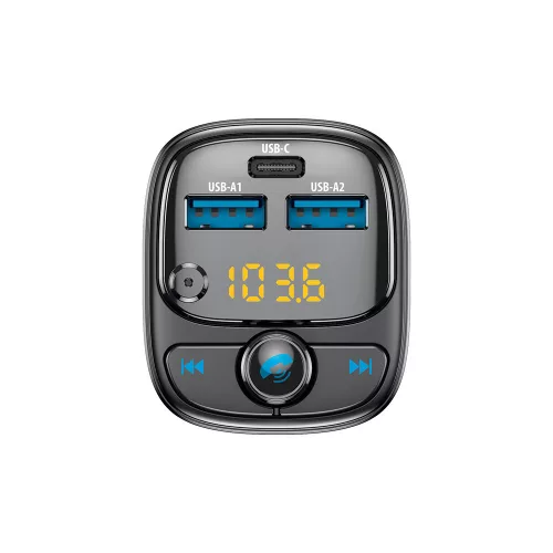 Forever TR-370 FM Transmitter és autós töltő USB Type-A 12W, USB Type-C 30W