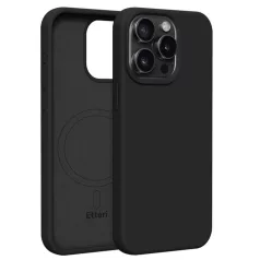   Etteri Silicone Apple iPhone 15 Pro Max (6.7) mágneses MagSafe tok (vezetéknélküli töltéshez) fekete