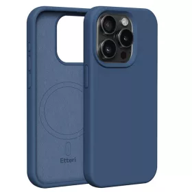   Etteri Silicone Apple iPhone 15 Pro Max (6.7) mágneses MagSafe tok (vezetéknélküli töltéshez) kék