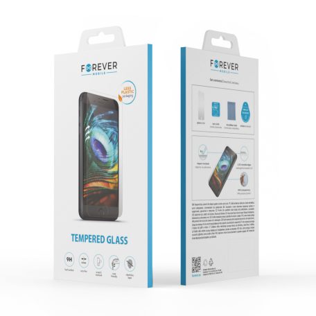 Forever Apple iPhone 16 Pro Max / 17 Pro Max tokbarát, 9H keménységű előlapi üvegfólia (csak a sík felületet védi)