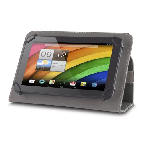 Univerzális 12-13" kinyitható műbőr tablet tok fekete - szürke