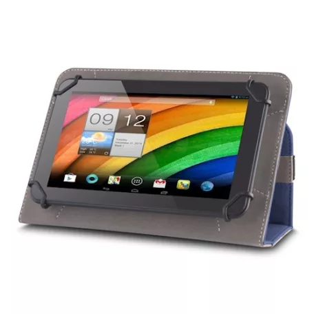Univerzális 12-13" kinyitható műbőr tablet tok sötétkék - szürke