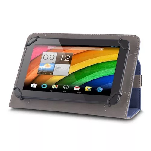 Univerzális 12-13" kinyitható műbőr tablet tok sötétkék - szürke