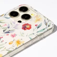   Glow Glam - Xiaomi Redmi 15 4G / Redmi 15 5G (171mm) virágmintás szilikon tok, fehér