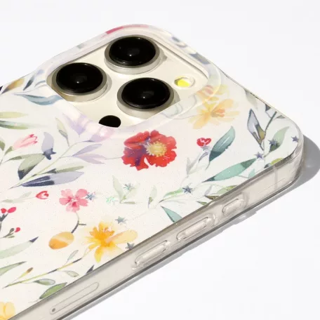 Glow Glam - Xiaomi Redmi 15C 4G / Redmi 15C 5G (173mm) virágmintás szilikon tok, fehér