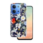 Glow Glam - Xiaomi Redmi 15C 4G / Redmi 15C 5G (173mm) virágmintás szilikon tok, kék