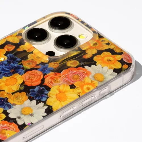 Glow Glam - Samsung Galaxy A17 4G / A17 5G / A18 5G virágmintás szilikon tok, sárga