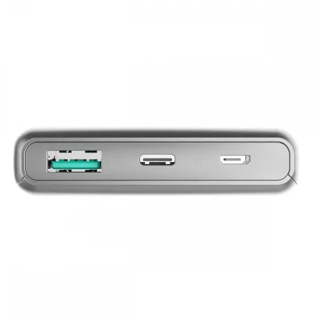 Platinet power bank 10000mAh vezeték nélküli QI töltéssel, PD Type-C Quick Charge 3.0, szürke 10W