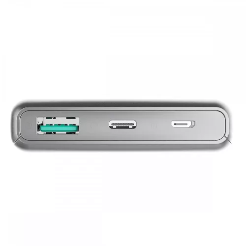 Platinet power bank 10000mAh vezeték nélküli QI töltéssel, PD Type-C Quick Charge 3.0, szürke 10W