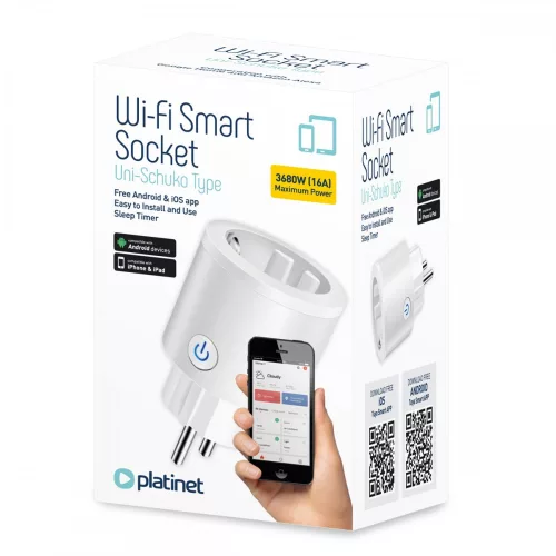 Platinet Smart WIFI okos töltőaljzat 3680W/16A, Alexa, Google Home