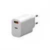Platinet hálózati gyorstöltőfej USB és Type-C csatlakozóval 3A fehér (18W)