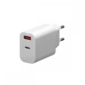   Platinet hálózati gyorstöltőfej USB és Type-C csatlakozóval 3A fehér (18W)
