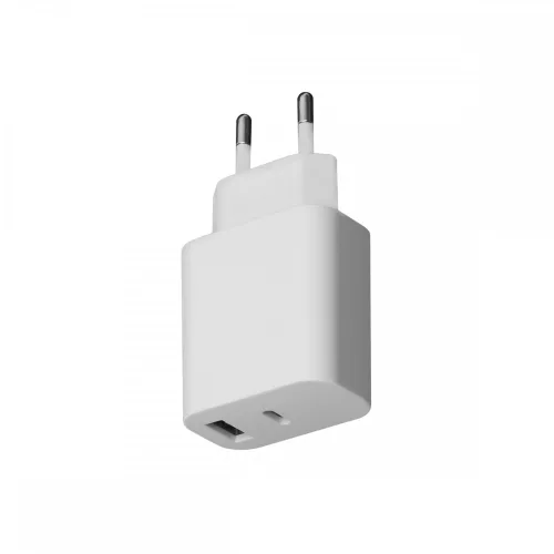 Platinet hálózati gyorstöltőfej USB és Type-C csatlakozóval 3A fehér (18W)