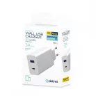 Platinet hálózati gyorstöltőfej USB és Type-C csatlakozóval 3A fehér (18W)