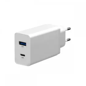   Platinet hálózati gyorstöltőfej USB és Type-C csatlakozóval 2x5V/3A fehér (30W)