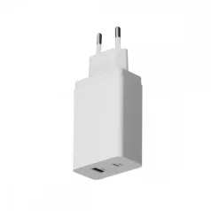   Platinet hálózati gyorstöltőfej USB és Type-C csatlakozóval 2x5V/3A fehér (30W)
