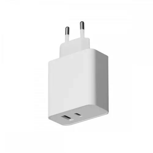 Platinet hálózati gyorstöltőfej USB és Type-C csatlakozóval 20V/2.25A fehér (45W)