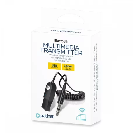 Platinet bluetooth FM Transmitter, BT V5.0, USB 3.5mm Jack Adapter