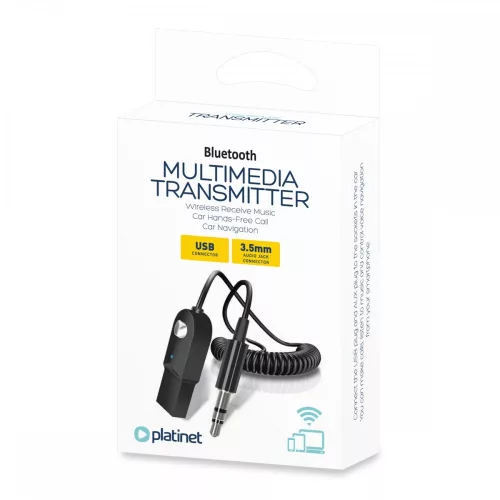 Platinet bluetooth FM Transmitter, BT V5.0, USB 3.5mm Jack Adapter