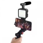 Platinet PMVG4IN1 4IN1 Led selfielámpa telefontartóval, mikrofonnal és tripod állvánnyal