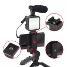 Platinet PMVG4IN1 4IN1 Led selfielámpa telefontartóval, mikrofonnal és tripod állvánnyal