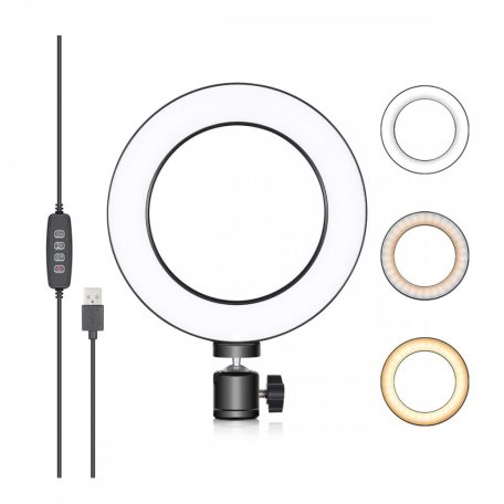 Platinet PMRL8 Ring Light 8" Led selfielámpa telefontartóval és tripod állvánnyal