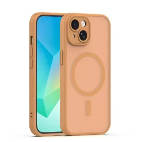   Mag Matt Apple iPhone 15 (6.1) MagSafe TPU/PC tok beépített mágneses gyűrűvel, barna