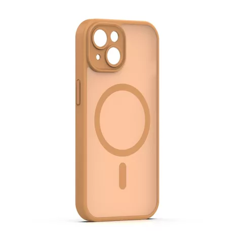 Mag Matt Apple iPhone 15 (6.1) MagSafe TPU/PC tok beépített mágneses gyűrűvel, barna