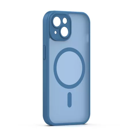 Mag Matt Apple iPhone 15 (6.1) MagSafe TPU/PC tok beépített mágneses gyűrűvel, sötétkék