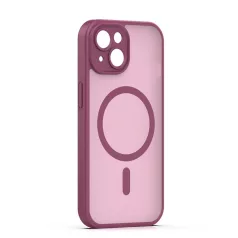   Mag Matt Apple iPhone 15 (6.1) MagSafe TPU/PC tok beépített mágneses gyűrűvel, bordó