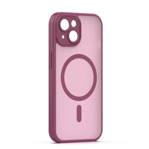 Mag Matt Apple iPhone 15 (6.1) MagSafe TPU/PC tok beépített mágneses gyűrűvel, bordó