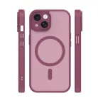 Mag Matt Apple iPhone 15 (6.1) MagSafe TPU/PC tok beépített mágneses gyűrűvel, bordó