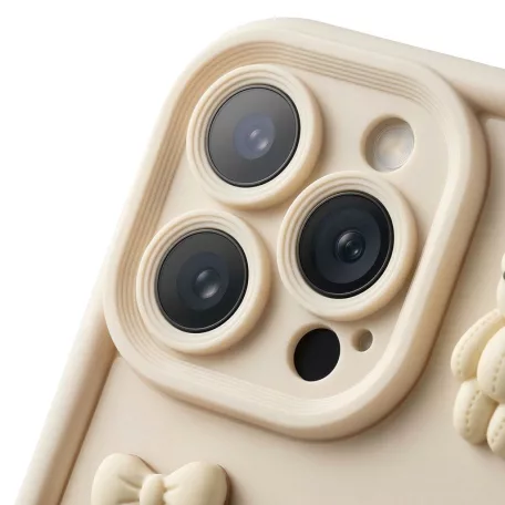 Ultra Trendy 3D bear - Apple iPhone 17 kameravédős szilikon tok, bézs