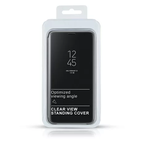 Clear View Samsung S10 Lite / A91 fekete oldalra nyíló tükrös tok