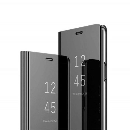 Clear View Huawei P Smart Pro / Honor Y9s fekete oldalra nyíló tükrös tok