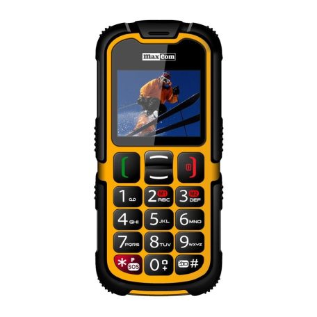 Maxcom MM910 mobiltelefon, dual sim-es kártyafüggetlen-, ütés-, por-, víz (IP67)- és sár ellen sárga (magyar nyelvű menüvel)