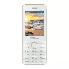   Maxcom MM136 mobiltelefon, dual sim-es kártyafüggetlen, bluetooth-os, fm rádiós fehér-arany (magyar nyelvű menüvel)