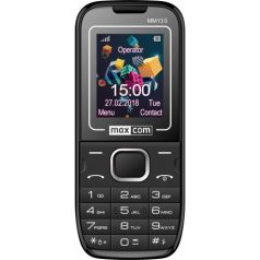   Maxcom MM135 mobiltelefon, dual sim-es kártyafüggetlen, bluetooth-os, fm rádiós fekete (magyar nyelvű menüvel)