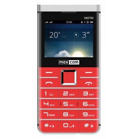 Maxcom MM760 dual sim-es kártyafüggetlen mobiltelefon bluetooth-os, fm rádiós piros (magyar nyelvű menüvel)