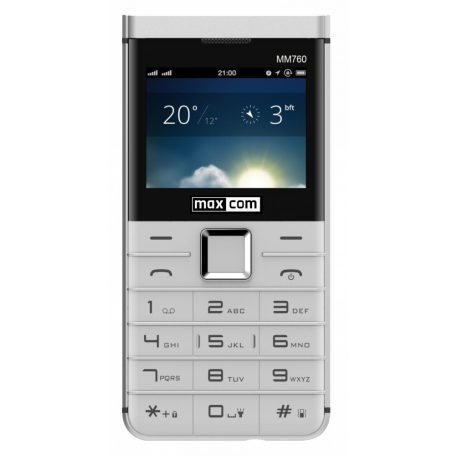 Maxcom MM760 dual sim-es kártyafüggetlen mobiltelefon bluetooth-os, fm rádiós fehér (magyar nyelvű menüvel)