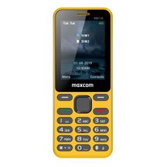   Maxcom MM139 mobiltelefon, dual sim-es kártyafüggetlen, bluetooth-os, fm rádiós sárga (magyar nyelvű menüvel)