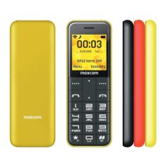   Maxcom MM111 kártyafüggetlen, bluetooth-os, fm rádiós mini mobiltelefon sárga / piros / fekete hátlappal (magyar nyelvű menüvel)