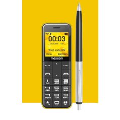   Maxcom MM111 kártyafüggetlen, bluetooth-os, fm rádiós mini mobiltelefon sárga / piros / fekete hátlappal (magyar nyelvű menüvel)